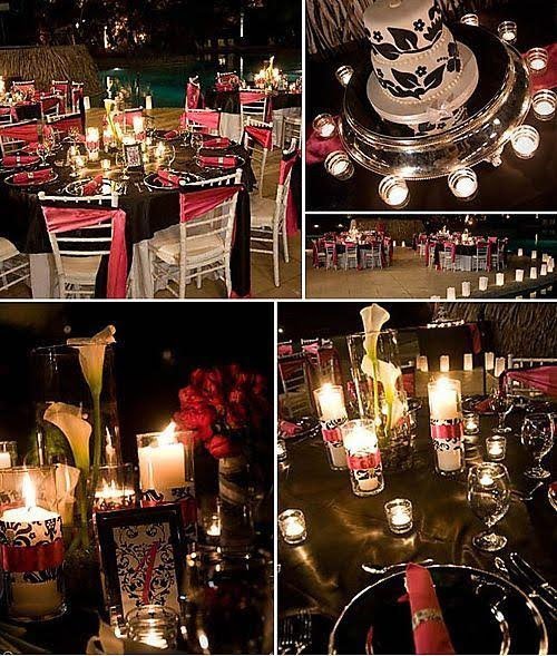 decor reception mariage noir et rose fushia